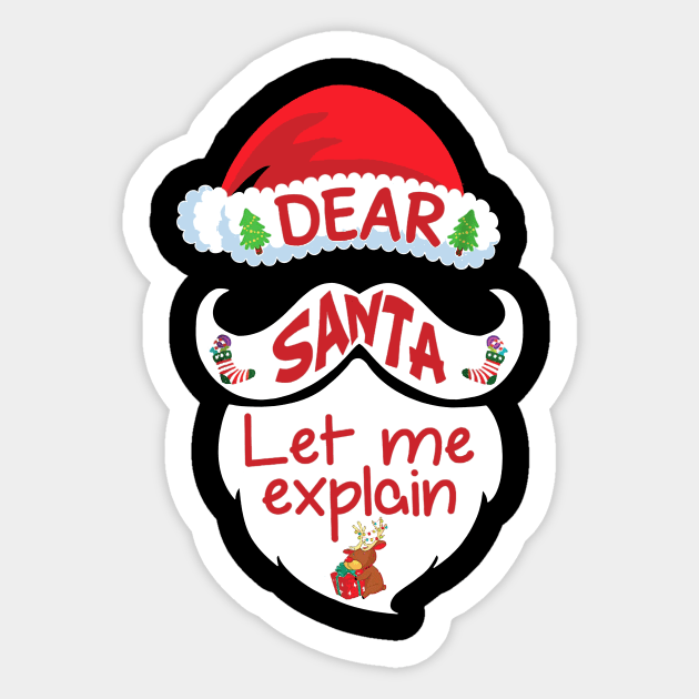 Dear Santa Let Me Explain Christmas Xmas Gift Kids Sticker by TeeAaron